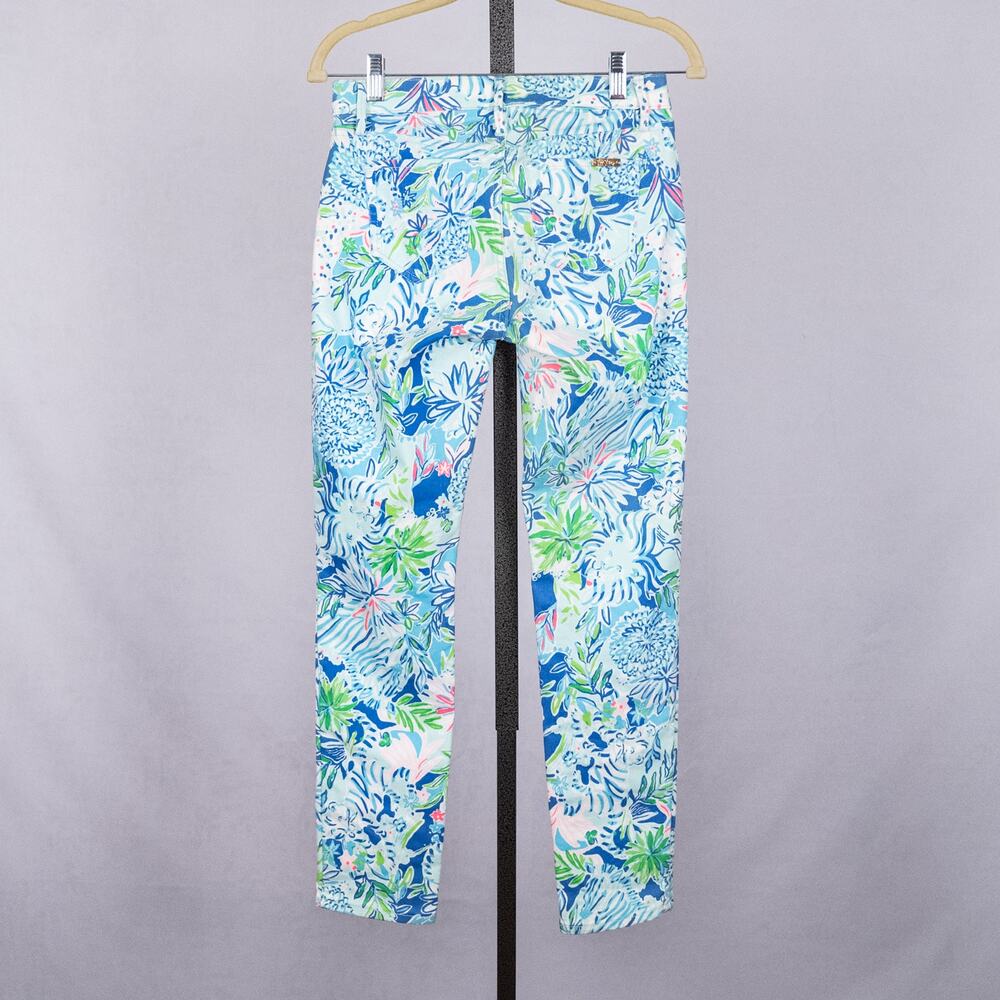 Lilly Pulitzer South Ocean Skinny Jeans SZ 2 Lion Around Colorful Coastal Beach - Picture 5 of 5